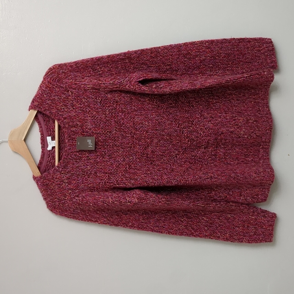 J.Jill Chevron Lingonberry Multi Sweater